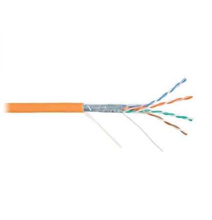 Кабель F/UTP 4 пары кат.5e (класс D) тест по ISO/IEC 100МГц ож BC (чистая медь) 24AWG (0.50мм) внутр. LSZH нг(А)-HFLTx оран. (уп.305м) NIKOLAN NKL 4200C-OR