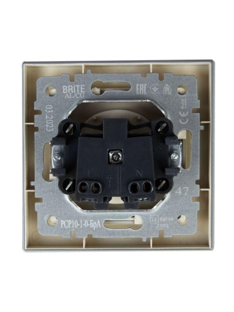 Розетка СП BRITE РСР10-1-0-БрА 10А в сборе без заземл. без защ. шторок алюм. IEK BR-R10-10-K47-F
