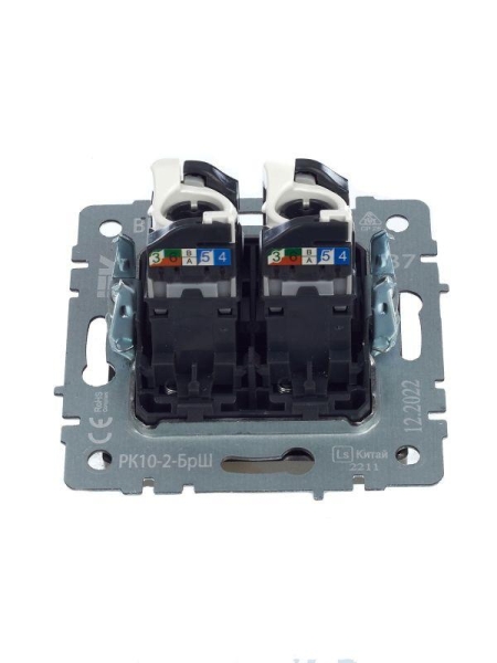 Розетка компьютерная двойн. СП RJ45 кат.5E BRITE РК10-2-БрШ механизм шампань IEK BR-K20-1-K37 Розетка компьютерная двойн. СП RJ45 кат.5E BRITE РК10-2-БрШ механизм шампань IEK BR-K20-1-K37
