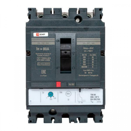 Выключатель автоматический 3п 160/80А 36кА ВА-99C Compact NS PROxima EKF mccb99C-160-80 Выключатель автоматический 3п 160/80А 36кА ВА-99C Compact NS PROxima EKF mccb99C-160-80