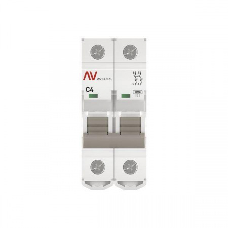 Выключатель автоматический модульный 2п C 4А 10кА AV-10 AVERES EKF mcb10-2-04C-av