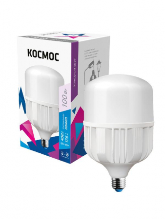 Лампа светодиодная высокомощная HWLED 100Вт 6500К холод. бел. E27 220В (переходник с E27 на E40 в компл.) КОСМОС LksmHWLED100WE2765 Лампа светодиодная высокомощная HWLED 100Вт 6500К холод. бел. E27 220В (переходник с E27 на E40 в компл.) КОСМОС LksmHWLED100WE2765