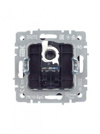 Розетка компьютерная СП RJ45 кат.5E BRITE РК10-БрС механизм сталь IEK BR-K10-1-K46 Розетка компьютерная СП RJ45 кат.5E BRITE РК10-БрС механизм сталь IEK BR-K10-1-K46