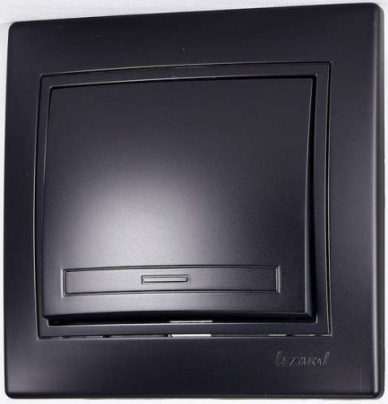 Выключатель 1-кл. 1п СП Mira 10А IP20 со вставкой черн. бархат LEZARD 701-4242-100