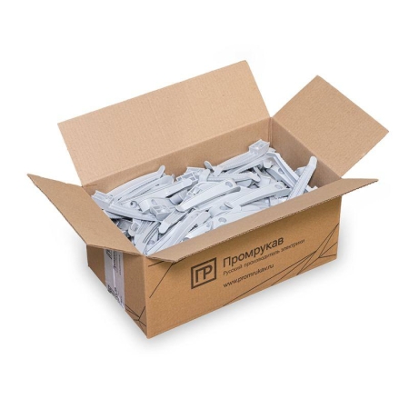 Держатель круглого кабеля односторонний для прямого монтажа на 8 мест в гофроящике сер. (уп.200шт) Промрукав PR13.0490