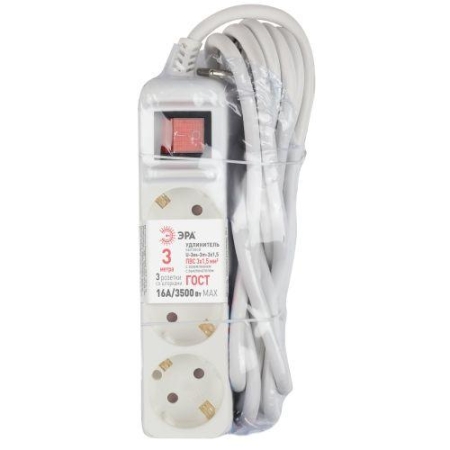 Удлинитель 3х3м с заземл. с выкл. ПВС 3х1.5 16А U-3es-3m-3x1.5 Эра Б0044040 Удлинитель 3х3м с заземл. с выкл. ПВС 3х1.5 16А U-3es-3m-3x1.5 Эра Б0044040