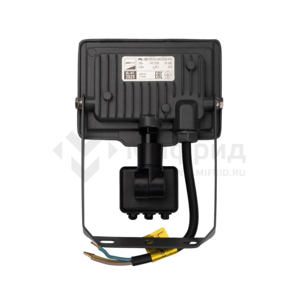Прожектор светодиодный PFL-C3 SENSOR 20Вт 6500К IP65 ДО закален. прозр. стекло датчик движения инфракрасный JazzWay 5026926A