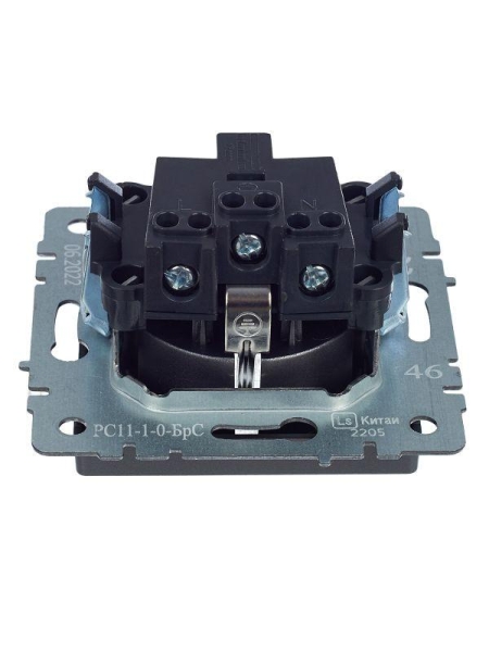 Розетка 1-м СП BRITE РС11-1-0-БрС 16А с заземл. без защ. шторки механизм сталь IEK BR-R11-16-K46 Розетка 1-м СП BRITE РС11-1-0-БрС 16А с заземл. без защ. шторки механизм сталь IEK BR-R11-16-K46