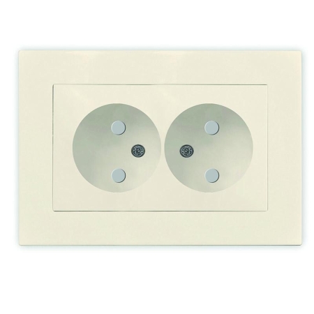 Розетка 2-м СП Афина 16А IP20 без заземл. защ. шторки в сборе сл. кость (ivory) Universal A0048-I Розетка 2-м СП Афина 16А IP20 без заземл. защ. шторки в сборе сл. кость (ivory) Universal A0048-I