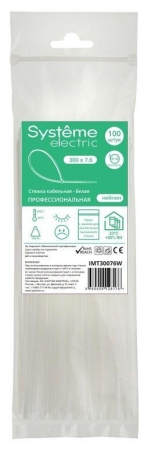 Стяжка кабельная 300х7.6 бел. (уп.100шт) SE IMT30076W Стяжка кабельная 300х7.6 бел. (уп.100шт) SE IMT30076W