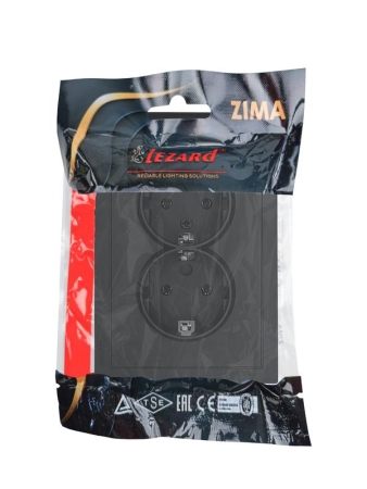 Розетка 2-мест. б/з СП ZIMA IP20 16А ПБТ безвинт. зажим черн. бархат LEZARD 704-4200-128BQC Розетка 2-мест. б/з СП ZIMA IP20 16А ПБТ безвинт. зажим черн. бархат LEZARD 704-4200-128BQC