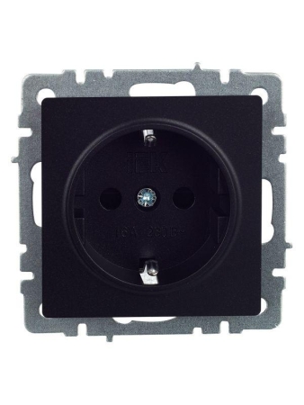 Розетка BRITE РС14-1-0-БрЧ 16А с заземл. защ. шторки механизм черн. IEK BR-R14-16-K02 Розетка BRITE РС14-1-0-БрЧ 16А с заземл. защ. шторки механизм черн. IEK BR-R14-16-K02