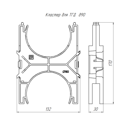 Кластер наборный двухсторонний для двустен. труб d90мм Промрукав PR13.02387