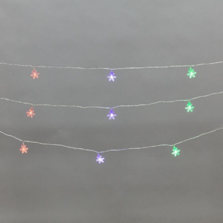 Гирлянда светодиодная "Снежинки" большие 5м 20LED мульти (RG/RB) IP20 230В мигание провод прозр. Neon-Night 304-024 Гирлянда светодиодная "Снежинки" большие 5м 20LED мульти (RG/RB) IP20 230В мигание провод прозр. Neon-Night 304-024