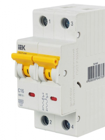 Выключатель автоматический модульный 2п C 16А 6кА ВА47-60M KARAT IEK MVA31-2-016-C