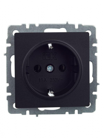Розетка BRITE РС11-1-0-БрЧ 16А с заземл. без защ. шторки механизм черн. IEK BR-R11-16-K02 Розетка BRITE РС11-1-0-БрЧ 16А с заземл. без защ. шторки механизм черн. IEK BR-R11-16-K02