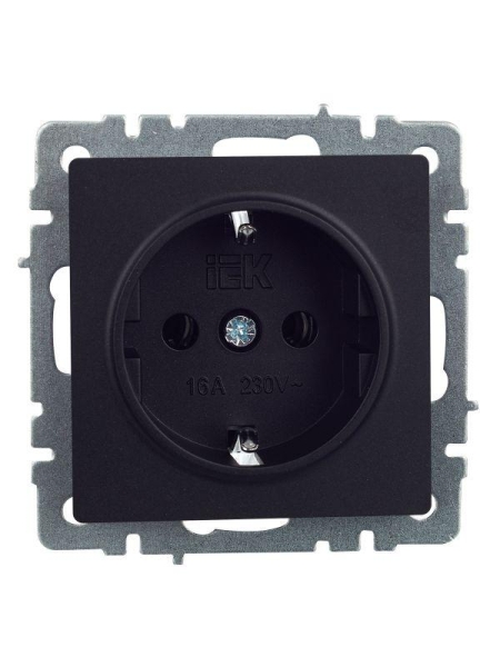 Розетка BRITE РС11-1-0-БрЧ 16А с заземл. без защ. шторки механизм черн. IEK BR-R11-16-K02 Розетка BRITE РС11-1-0-БрЧ 16А с заземл. без защ. шторки механизм черн. IEK BR-R11-16-K02