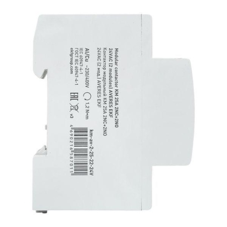 Контактор модульный КМ 25А 2NC+2NO 24В AC (2 мод.) AVERES EKF km-av-2-25-22-24V Контактор модульный КМ 25А 2NC+2NO 24В AC (2 мод.) AVERES EKF km-av-2-25-22-24V