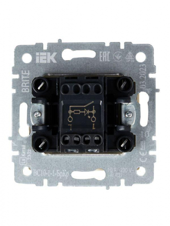 Выключатель 1-кл. СП BRITE ВС10-1-1-БрКр 10А с индик. механизм беж. IEK BR-V10-1-10-K10