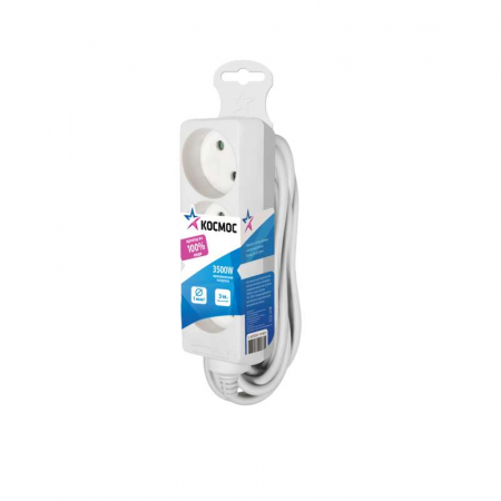 Удлинитель 3х3м без заземл. 16А IP20 ПВС 2х1 КОСМОС YKsm3m-3g(K) Удлинитель 3х3м без заземл. 16А IP20 ПВС 2х1 КОСМОС YKsm3m-3g(K)