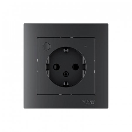 Розетка AtlasDesign Smart 16А L+N с заземл. защ. шторки Zigbee механизм карбон SE ATN001045Z