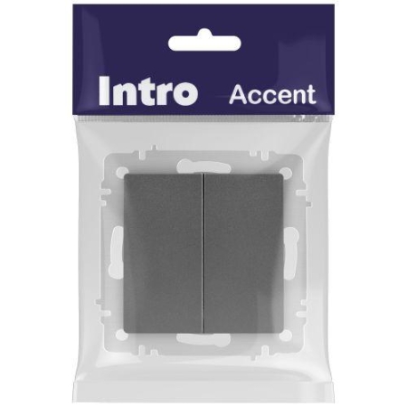 Переключатель 2-кл. СП Accent 6-107-07 10А IP20 250В AL/CU графит Intro Б0063568