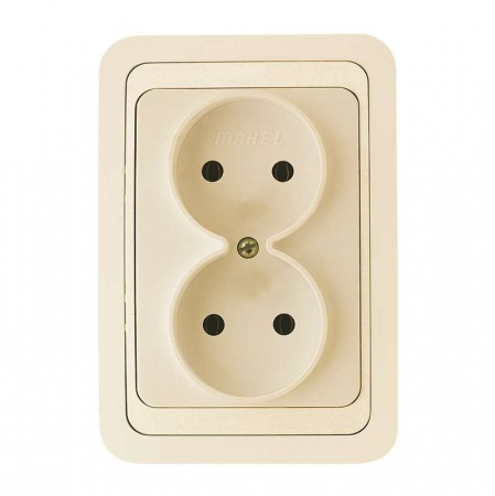 Розетка 2-м СП Mimoza 16А IP20 без заземл. крем./крем. Makel 25017 Розетка 2-м СП Mimoza 16А IP20 без заземл. крем./крем. Makel 25017