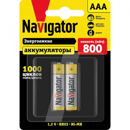 Аккумулятор AAA/HR03 94 461 NHR-800-HR03-BP2 (блист.2шт) NAVIGATOR 94461 Аккумулятор AAA/HR03 94 461 NHR-800-HR03-BP2 (блист.2шт) NAVIGATOR 94461