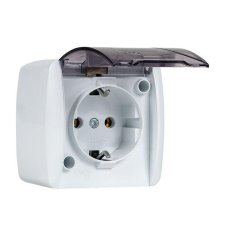 Розетка 1-м ОП Владивосток 16А IP54 с заземл. с прозр. крышкой бел. EKF EQR16-029-30-54-T Розетка 1-м ОП Владивосток 16А IP54 с заземл. с прозр. крышкой бел. EKF EQR16-029-30-54-T