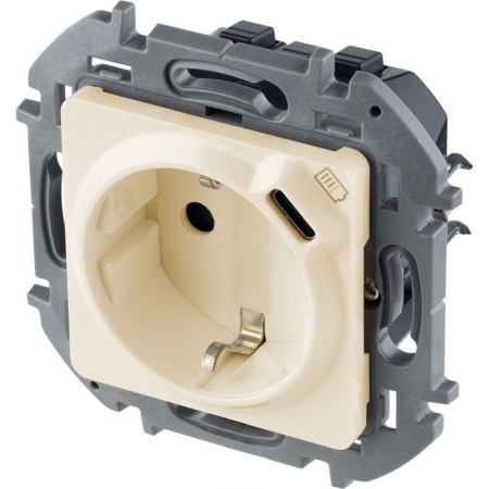 Розетка 1-м СП Inspiria 16А IP20 250В 2P+E немецк. стандарт с заряд. устройством USB тип C 1.5А 5В механизм сл. кость IEK 673771 Розетка 1-м СП Inspiria 16А IP20 250В 2P+E немецк. стандарт с заряд. устройством USB тип C 1.5А 5В механизм сл. кость IEK 673771