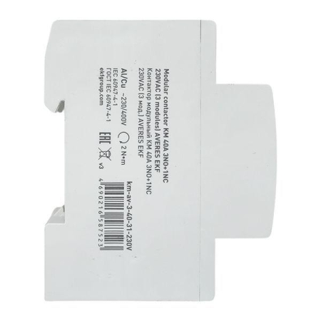 Контактор модульный КМ 40А 3NO+1NC 230В AC (3 мод.) AVERES EKF km-av-3-40-31-230V Контактор модульный КМ 40А 3NO+1NC 230В AC (3 мод.) AVERES EKF km-av-3-40-31-230V