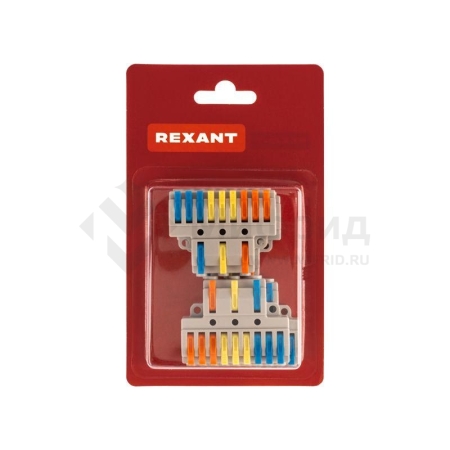 Клемма СМК 3х3 проходная разветвительная 3 полюса с монтажной площадкой (1 ввод 3 вывода на полюс) (уп.4шт) Rexant 07-5232-04