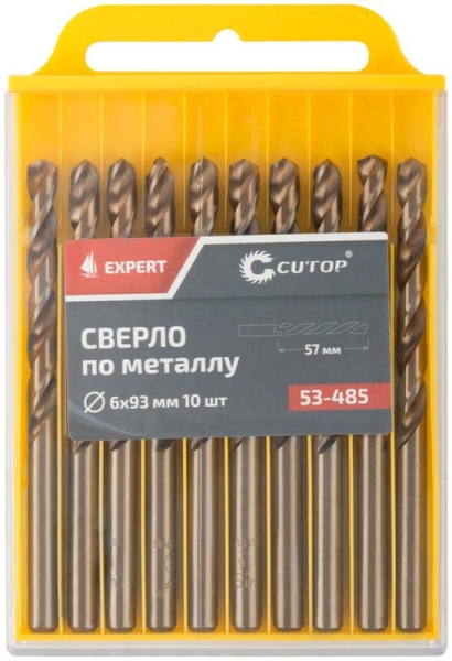 Набор сверл по металлу EXPERT 6х93мм (уп.10шт) Cutop 53-485 Набор сверл по металлу EXPERT 6х93мм (уп.10шт) Cutop 53-485