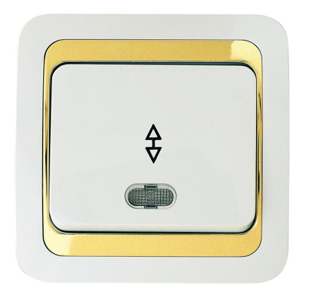 Выключатель проходной Mimoza с подсветкой с зол. вставкой Makel 12225