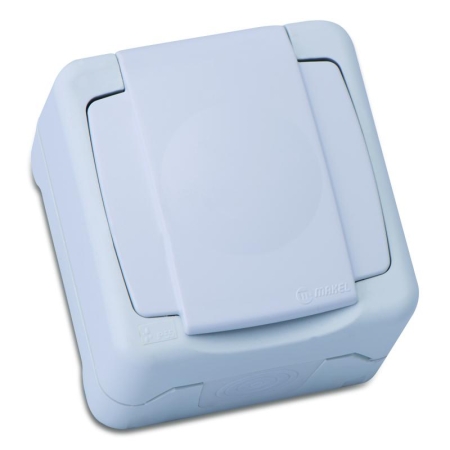 Розетка IP55 с заземл. и крышкой бел. Makel 36001029 Розетка IP55 с заземл. и крышкой бел. Makel 36001029