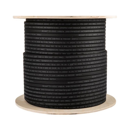 Кабель греющий саморег. 40КНС 2ЛТГ-ЭЛ-65/85 экранированный взрывозащ. Ex UV 40Вт/м 200м Rexant 51-0253