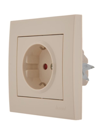Розетка 1-м СП Rain с заземл. защ. шторки с заземл. керамика крем. LEZARD 703-0303-124 Розетка 1-м СП Rain с заземл. защ. шторки с заземл. керамика крем. LEZARD 703-0303-124
