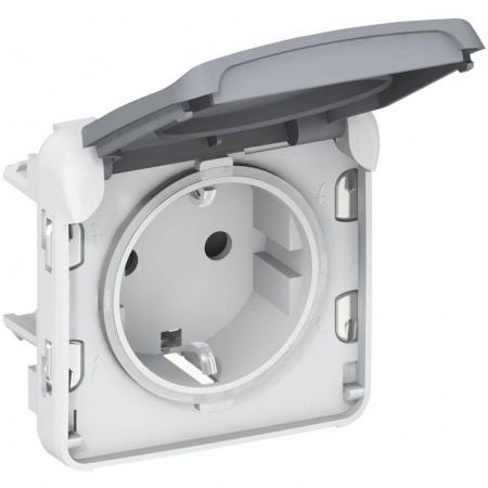 Розетка 1-м СП Plexo 16А IP55 2P+E с заземл. с крышкой немецк. стандарт винт. клеммы механизм сер. Leg 069571 Розетка 1-м СП Plexo 16А IP55 2P+E с заземл. с крышкой немецк. стандарт винт. клеммы механизм сер. Leg 069571