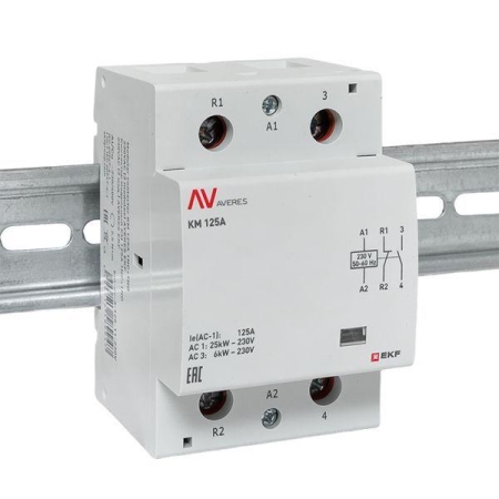 Контактор модульный КМ 125А 1NC+1NO 230В AC (3 мод.) AVERES EKF km-av-3-125-11-230V Контактор модульный КМ 125А 1NC+1NO 230В AC (3 мод.) AVERES EKF km-av-3-125-11-230V