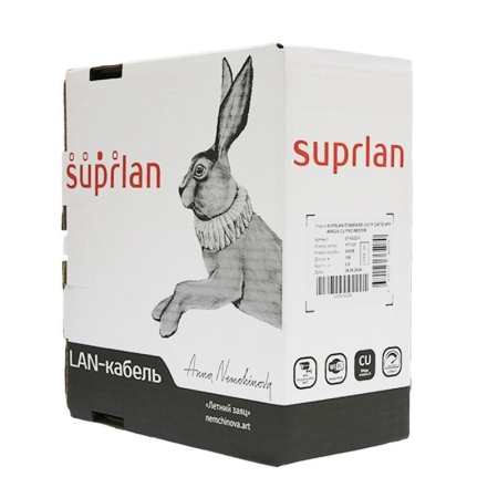 Кабель витая пара UTP кат.5e 4х2хAWG24 Cu PVC Indoor Standard 100м (м) SUPRLAN 01-0332-1 Кабель витая пара UTP кат.5e 4х2хAWG24 Cu PVC Indoor Standard 100м (м) SUPRLAN 01-0332-1