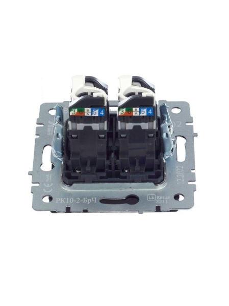 Розетка компьютерная двойн. СП RJ45 кат.5E BRITE РК10-2-БрЧ механизм черн. IEK BR-K20-1-K02 Розетка компьютерная двойн. СП RJ45 кат.5E BRITE РК10-2-БрЧ механизм черн. IEK BR-K20-1-K02