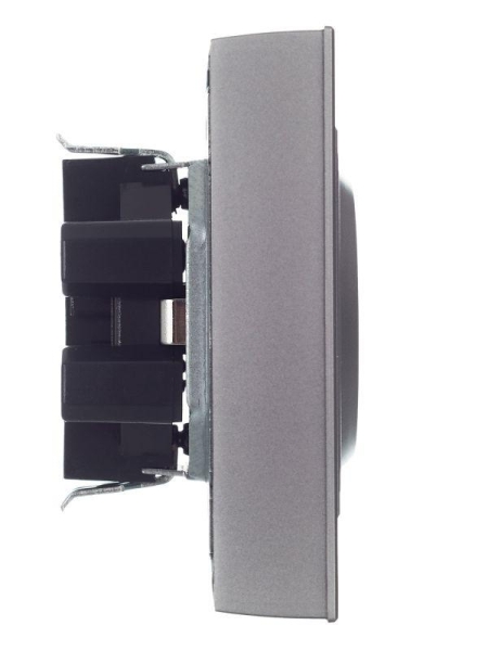 Розетка 2-м СП BRITE РСш12-3-БрС 16А в сборе с заземл. защ. шторки сталь IEK BR-R24-16-K46-F