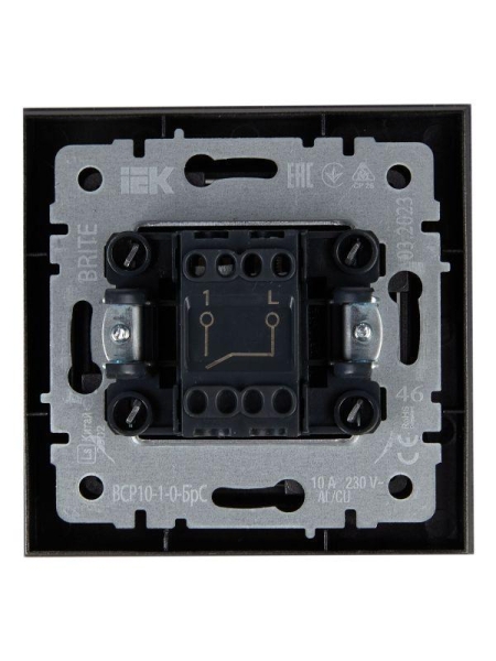 Выключатель 1-кл. СП BRITE ВСР10-1-0-БрС 10А в сборе сталь IEK BR-V10-0-10-K46-F