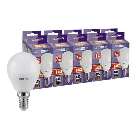 Лампа светодиодная PLED-SP 7Вт G45 4000К нейтр. бел. E14 230В 50Гц (уп.10шт) JazzWay 5018952 Лампа светодиодная PLED-SP 7Вт G45 4000К нейтр. бел. E14 230В 50Гц (уп.10шт) JazzWay 5018952
