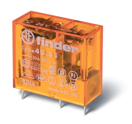 Реле электромагнитное SPDT U обмотки 230В AC 10А FINDER 405182300000 Реле электромагнитное SPDT U обмотки 230В AC 10А FINDER 405182300000