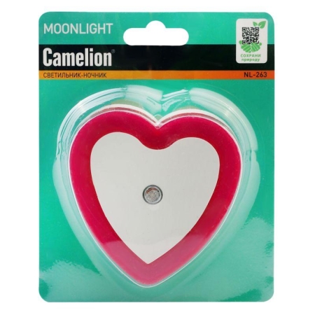 Светильник светодиодный ночник LED "Сердце" с фотосенсором 220В NL-263 Camelion 15381