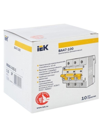 Выключатель автоматический модульный 3п C 25А 10кА ВА47-100 KARAT IEK MVA40-3-025-C Выключатель автоматический модульный 3п C 25А 10кА ВА47-100 KARAT IEK MVA40-3-025-C