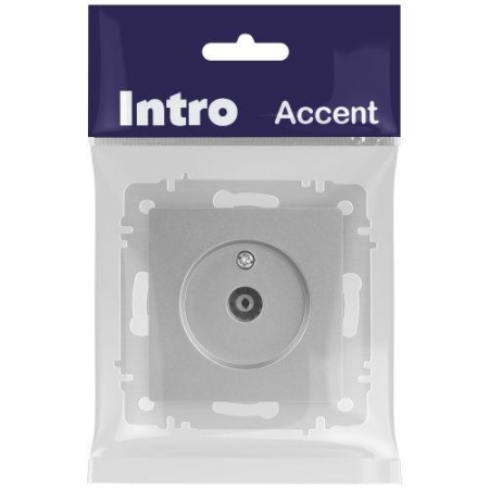 Розетка телевизионная одиночная TV СП Accent 6-301-03 IP20 алюм. Intro Б0063607 Розетка телевизионная одиночная TV СП Accent 6-301-03 IP20 алюм. Intro Б0063607