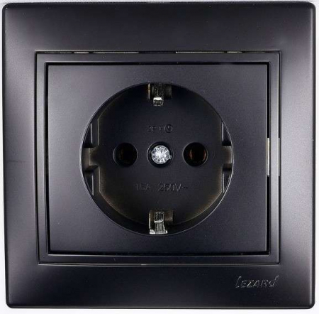 Розетка 1-м СП Mira с заземл. керамика черн. бархат LEZARD 701-4242-122 Розетка 1-м СП Mira с заземл. керамика черн. бархат LEZARD 701-4242-122