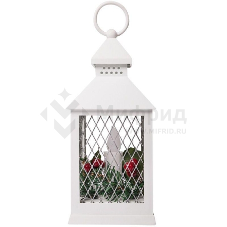 Фонарь декоративный 10.5х10.5х24см тепл. бел. со свечкой корпус бел. Neon-Night 513-042